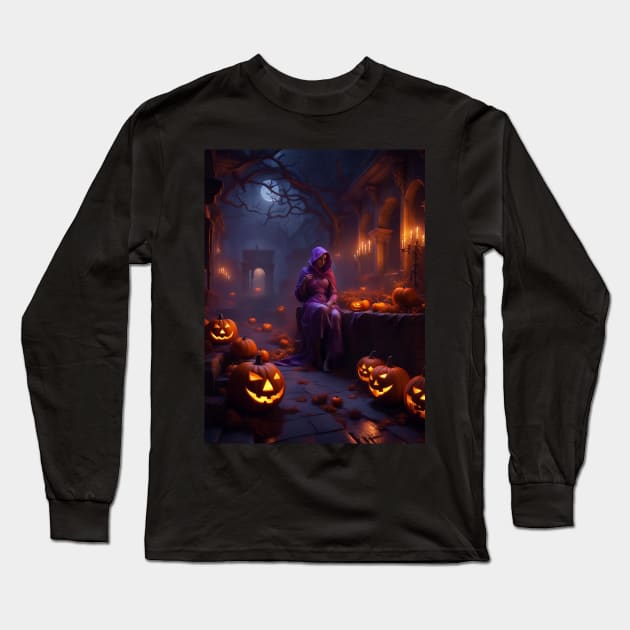 Nighttime Halloween Celebration Long Sleeve T-Shirt by tearbytea